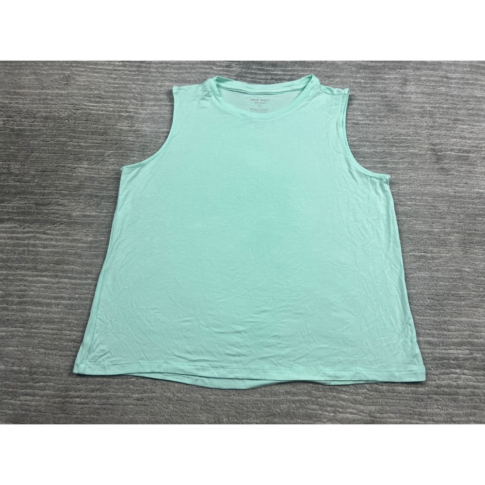 Nine West Tank Top Womens L Mint Green Soft Spun Sleeveless Crew Neck Stretch
